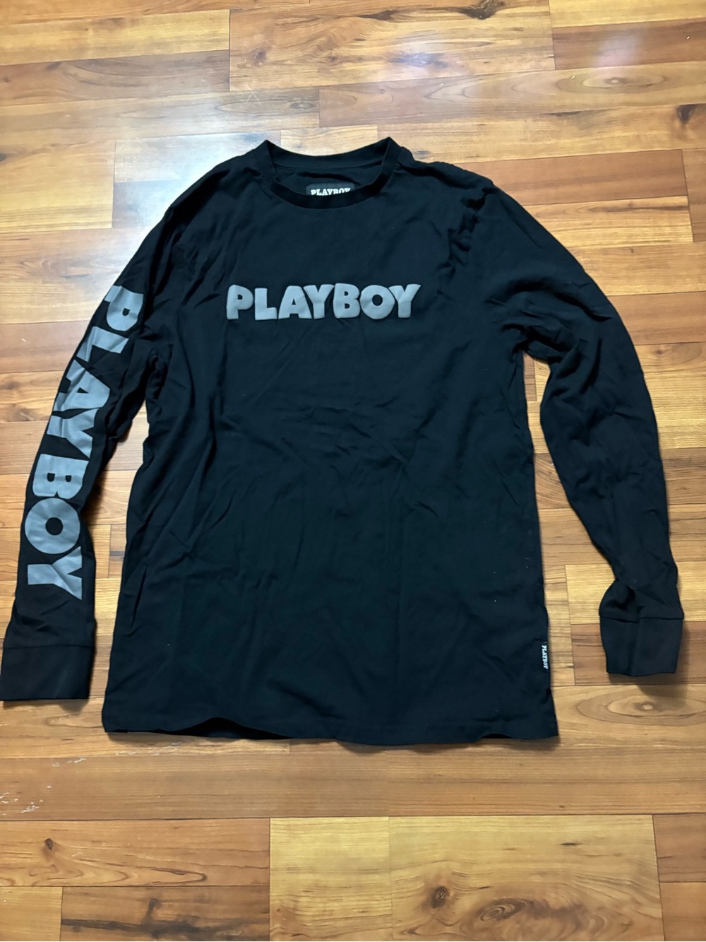 PLAYBOY Black Long Sleeve Tee with Gray Logo